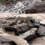 (Road washed away by the flood in Pisti Khola. Photo: Suraj Gurung.)