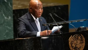 (Lberia’s President Joseph Boakai addresses the 80th session of the UN General Assembly at United Nations headquarters, Sept. 22, 2025. (AP File Photo: Angelina Katsanis)