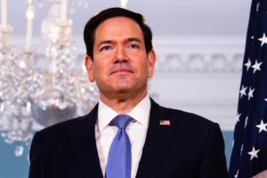 (Secretary of State Marco Rubio arrives with Austrian Foreign Minister Beate Meinl-Reisinger, not shown, to the Treaty Room at the State Department, Tuesday, Aug. 11, 2026, in Washington. AP Photo: Tierney L. Cross)