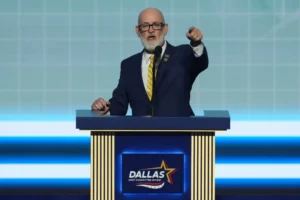 (U.S. Rep. Derrick Van Orden speaks at the Republican convention in Dallas, Wednesday, Sept. 9, 2026.  AP Photo: Tony Gutierrez)