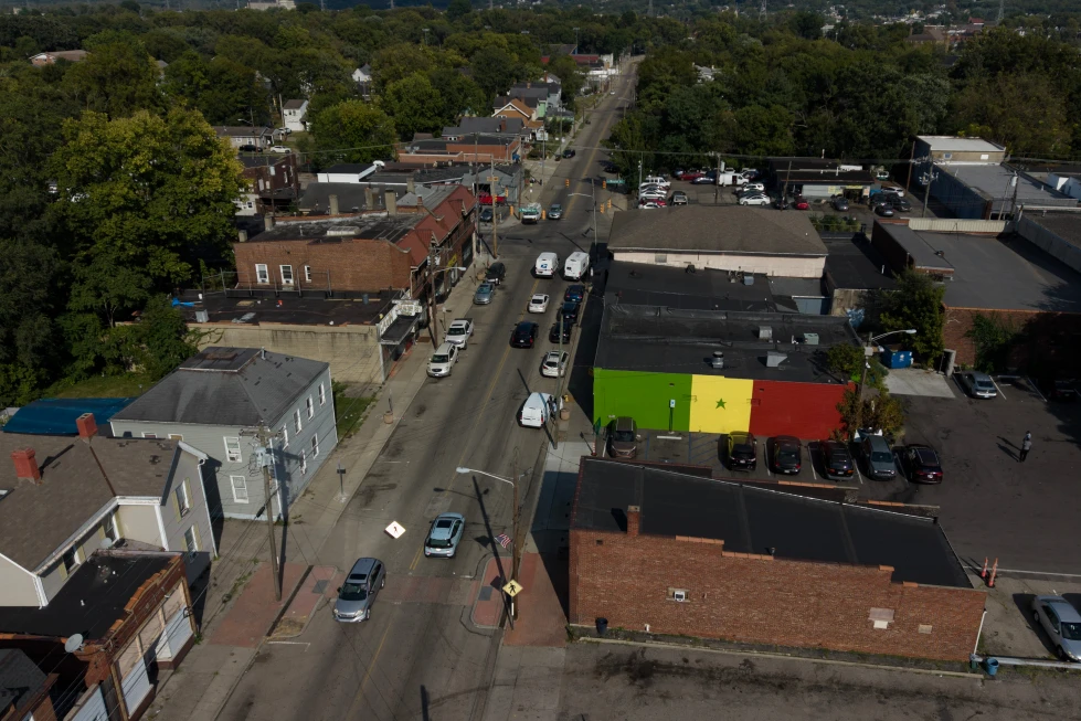 (The national flag of Senegal is painted on the side of the Touba Tedoungal African restaurant, Thursday, Sept. 3, 2026, in Lockland, Ohio.  AP Photo: Carolyn Kaster)