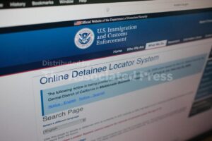 (The U.S. Immigration and Customs Enforcement website used to locate someone in immigration detention is displayed, Monday, Sept. 21, 2026, in New York.  AP Photo: Rachel Leathe)