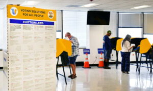 People vote at a polling location at the Los Angeles County Registrar during early voting in the state's primary election in Norwalk, California, on June 1, 2026. California will hold its primary election on June 2. In the gubernatorial race, the top two finishers, regardless of party, will advance to the general election. (Photo by Frederic J. BROWN / AFP via Getty Images)