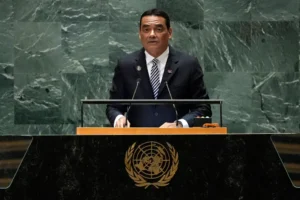 (Belize’s Minister for Foreign Affairs and Foreign Trade Francis Fonseca addresses the 79th session of the United Nations General Assembly, on Sept. 28, 2024. (AP Photo: Pamela Smith, File)