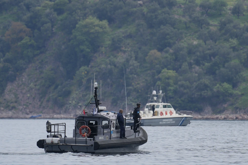 (Frontex, foreground, and Greek coast guard vessels take part in a search and rescue operation, after the capsizing of a boat carrying migrants, off the coast on the northeastern Aegean Sea island of Lesbos, Greece, on April 3, 2025. (AP Photo: Panagiotis Balaskas, File)