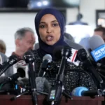 (Rep. Ilhan Omar, D-Minn., speaks during a news conference on Jan. 28, 2026, in Minneapolis.  AP File Photo: Adam Gray)