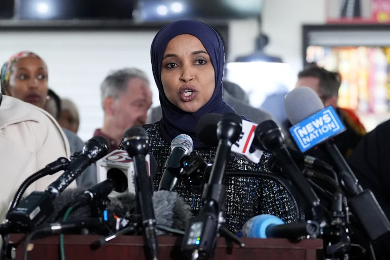 (Rep. Ilhan Omar, D-Minn., speaks during a news conference on Jan. 28, 2026, in Minneapolis.  AP File Photo: Adam Gray)